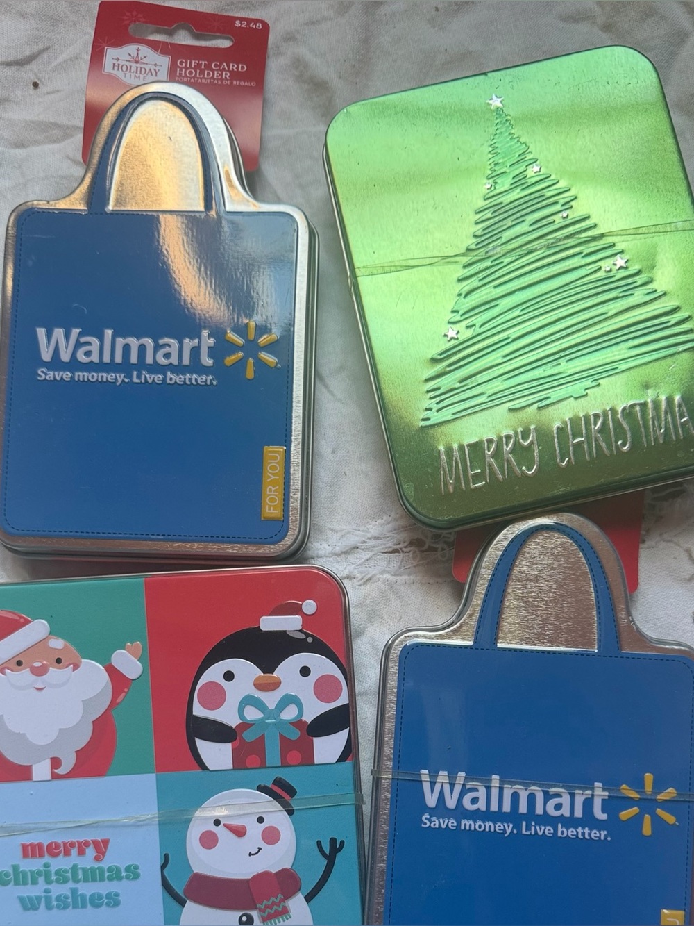 Walmart Blue Tote Gift Card Tin - Blue & Metallic